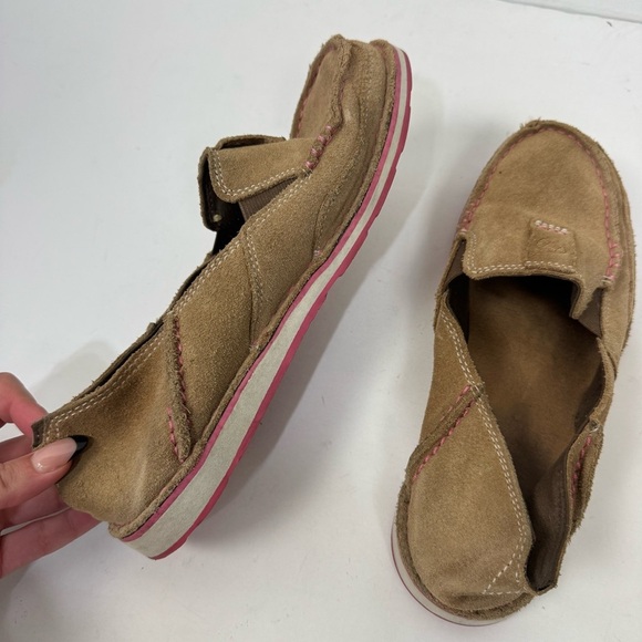 Ariat Brown Leather Suede Slip On Loafers Shoes Western Rodeo - Picture 2 of 6